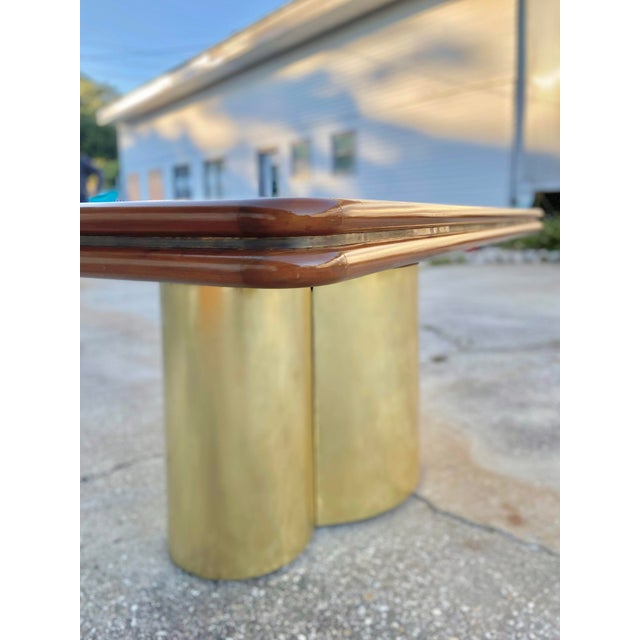Vintage Dining Table With Maple Root Burl + ‘Radial’ Brass Drum Base | in the Style of Stanley Jay Friedman for Brueton in Mid 20th Century For Sale - Image 9 of 12