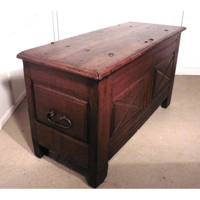 French Panelled Oak Coffer, 1800s For Sale - Image 3 of 10