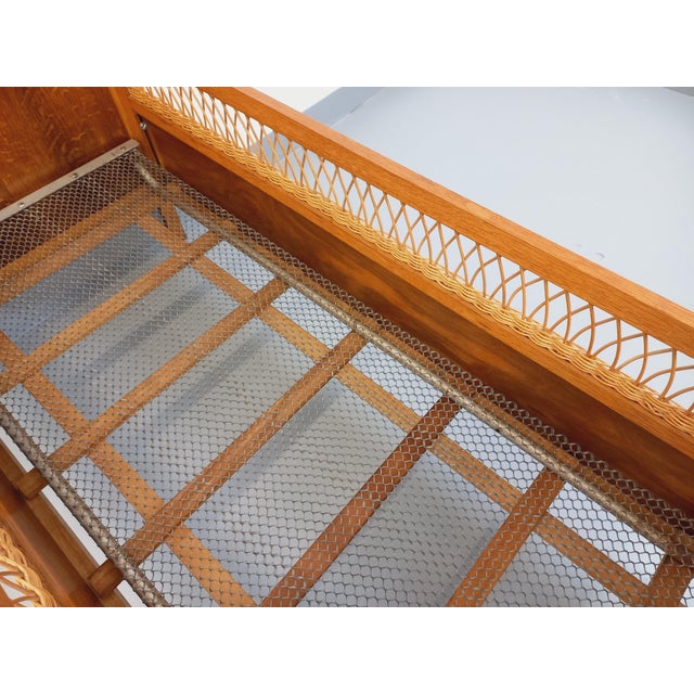 Vintage Baby Cot in Oak and Rattan, 1960s-1970s For Sale - Image 16 of 17