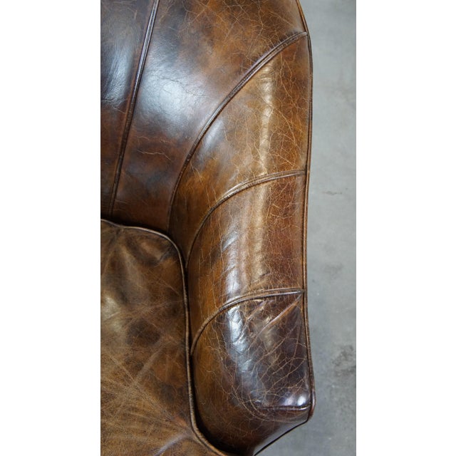 Brown Armchair with Design and Finish in Leather For Sale - Image 8 of 12