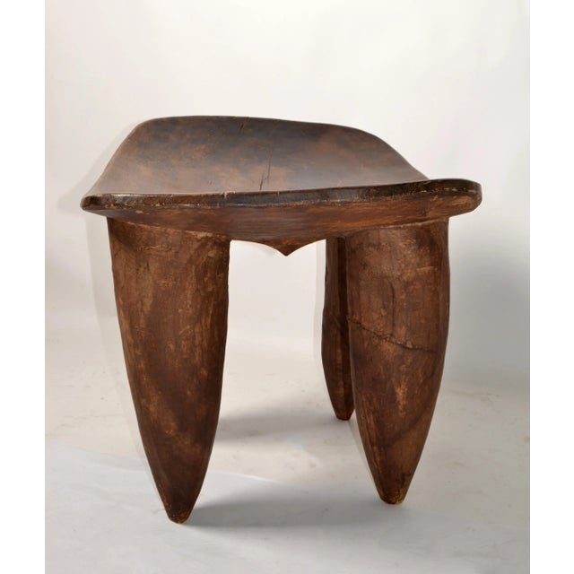 Organic Handmade African Tribal Art Folk Art Hand Carved Wood Stool For Sale - Image 4 of 12