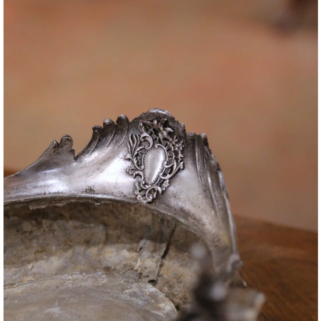 Metal 19th Century French Louis XV Rococo Silvered Oval Table Jardinière With Cherubs For Sale - Image 7 of 10