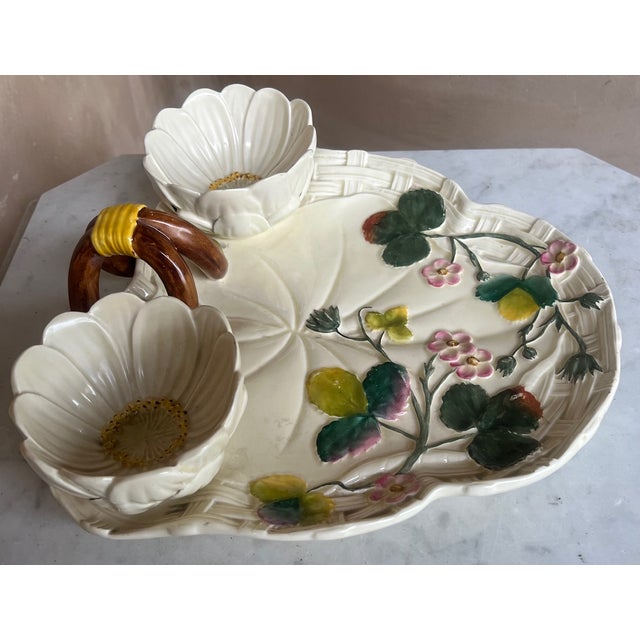 George Jones Majolica Strawberry Platter For Sale - Image 12 of 14