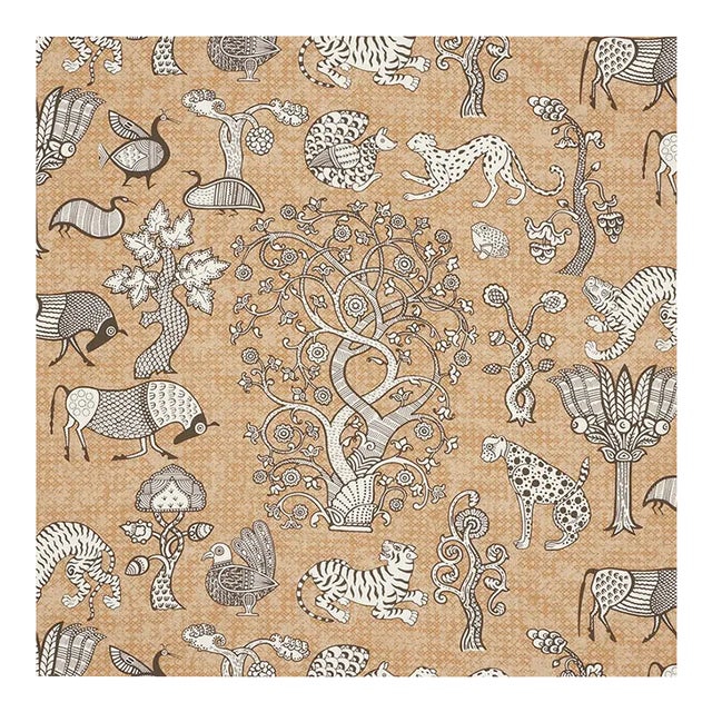 Sample - Schumacher Animalia Fabric in Carbon & Sienna For Sale
