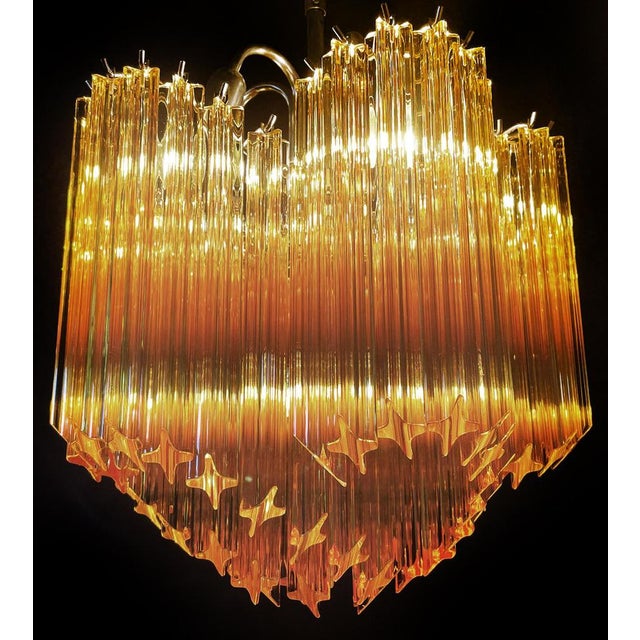 Glass Modern Quadriedri Glass Chandelier with 60 Amber Prism Quadriedri, 1990s For Sale - Image 7 of 18
