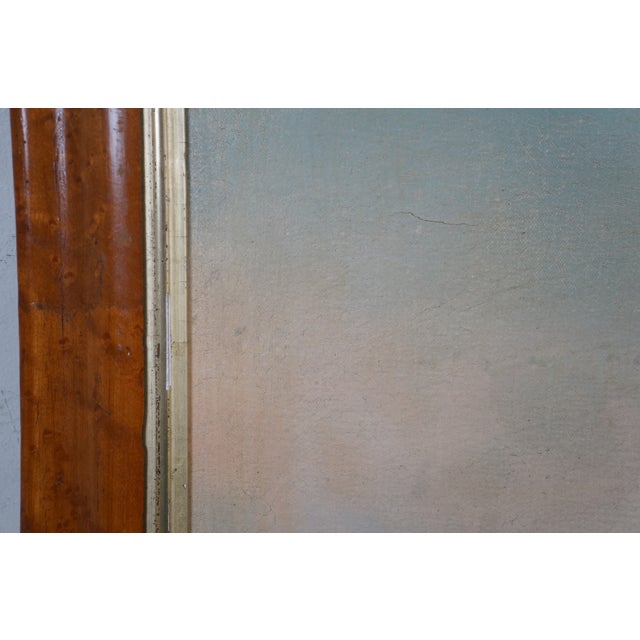 Early 20th Century Antique Maritime British Steam Ship Seascape Oil Painting Birdseye Maple 27", Framed For Sale - Image 12 of 12