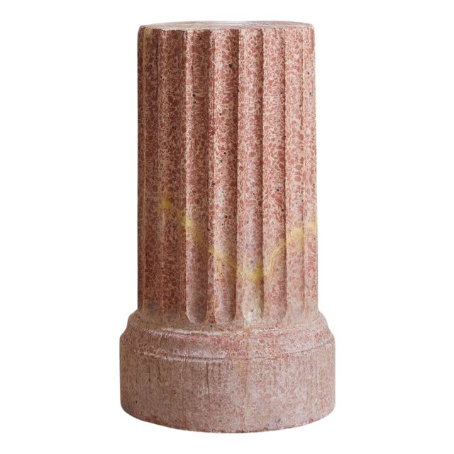 Italian Neoclassical Scagliola Marble Fluted Pedestal, 1940s For Sale