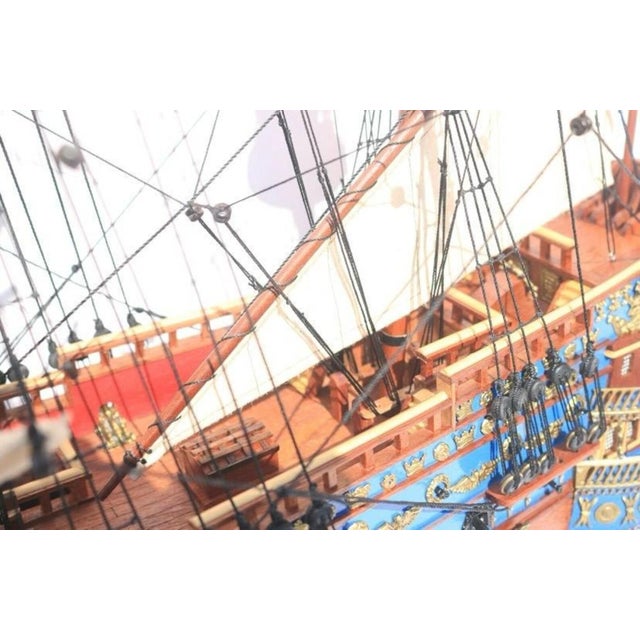 Coffee Exquisite Handcrafted Wooden Ship Model – Luxury Nautical Home Decor Statement Piece for Modern Interiors For Sale - Image 8 of 13