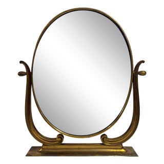 Mid-Century Italian Brass Vanity or Dressing Table Mirror, 1950s For Sale