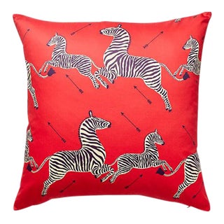 The House of Scalamandré Zebras Petite Pillow, Masai Red For Sale