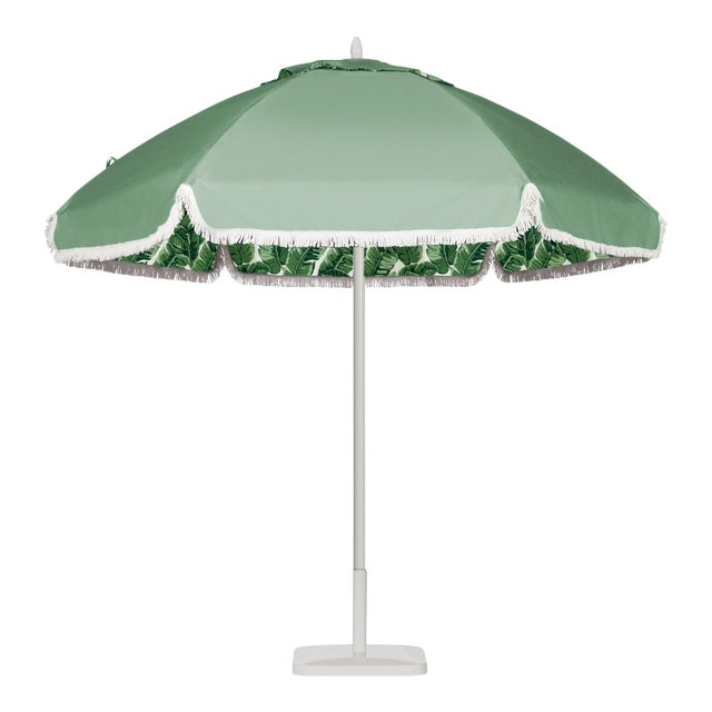 Beverly Hills Poolside 9 Patio Umbrella Kelly Green White Chairish