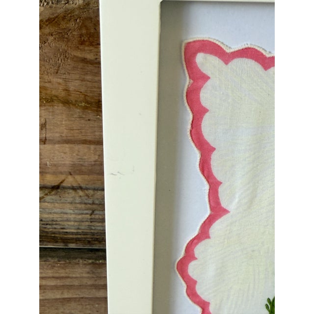 Vintage Coastal Florida Handkerchief White Framed Wall Textile Art For Sale - Image 4 of 12