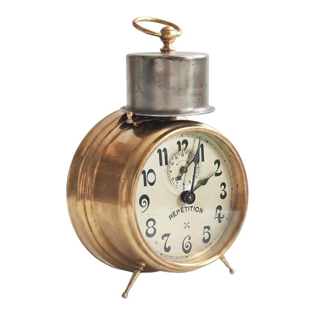 1912 Antique German Hac Repetition Alarm Clock 1900s Serviced Double Arrow Working For Sale