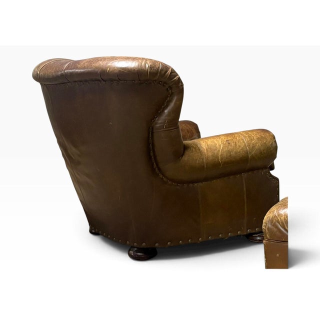 Wood Vintage Ralph Lauren Writer's Chair and Ottoman, 2000s For Sale - Image 7 of 9