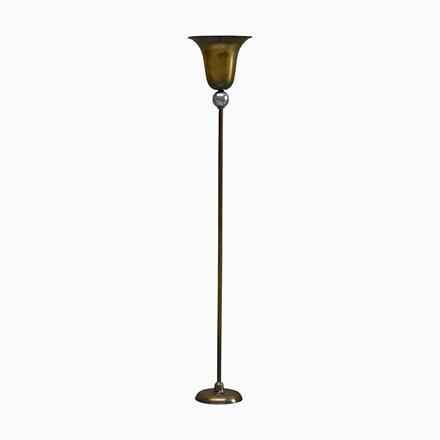 Vintage Art Deco Floor Lamp in Patinated Brass and Nickel Plated Brass, 1930 For Sale - Image 14 of 14