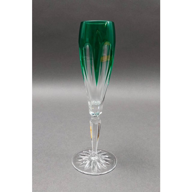 Mid 20th Century Mid 20th Century Faberge Crystal Lausanne Multicolored Champagne Flute Glasses- Set of 5 For Sale - Image 5 of 9