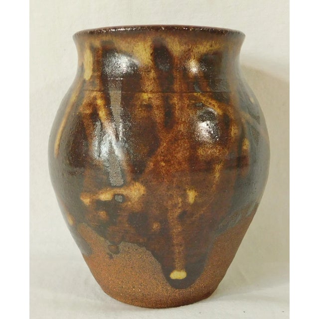 Ceramic Vintage Studio Sand Art Pottery Drip Glaze Ginger Jar Vase Signed & Marked For Sale - Image 7 of 11