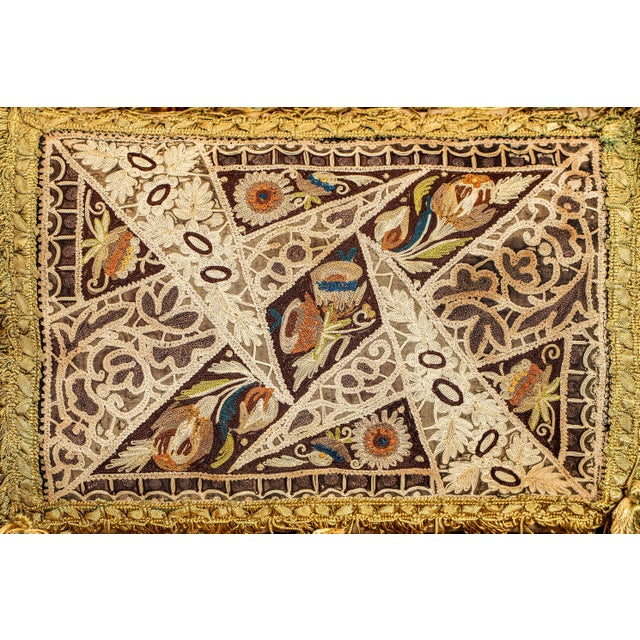 Nice Victorian Antique Textile Floral Pattern Tassel Throw Pillow Home Decor For Sale - Image 15 of 15