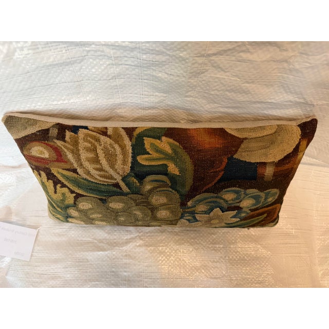 Renaissance Brussels Tapestry Pillow Depicting Fruit and Floral Motifs For Sale In Los Angeles - Image 6 of 7