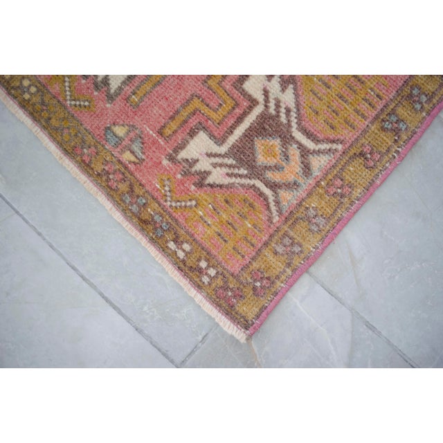 Rose Vintage Small Rug Hand Made DoorMat Turkish Rug Enrty Decor Bath Mat- 1′ 8″ × 2′ 11″ For Sale - Image 8 of 14