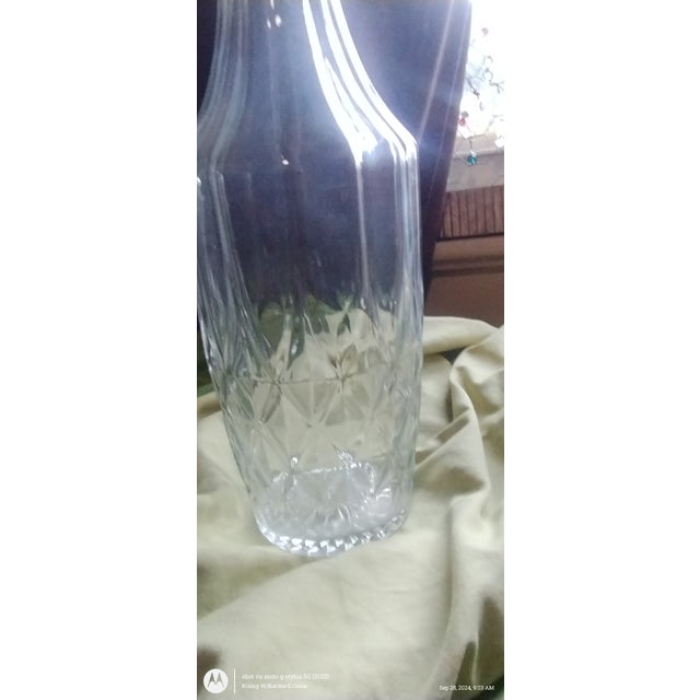 Vintage Hand Cut Glass Decanter With Stopper For Sale - Image 9 of 11