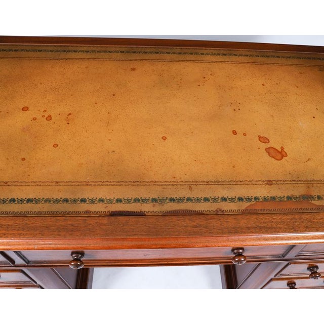 Vintage Flame Mahogany Twin Pedestal Desk For Sale - Image 4 of 18