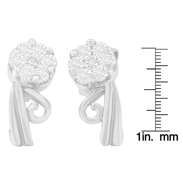 14K White Gold 1/2 cttw Round Cut Diamond Earrings (H-I, I1-I2) For Sale - Image 4 of 4