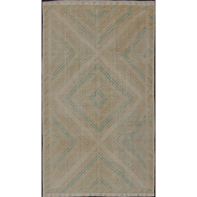 Vintage Turkish Flat-Weave Kilim With Diamond Geometric Design in Taupe, Tan For Sale - Image 12 of 12
