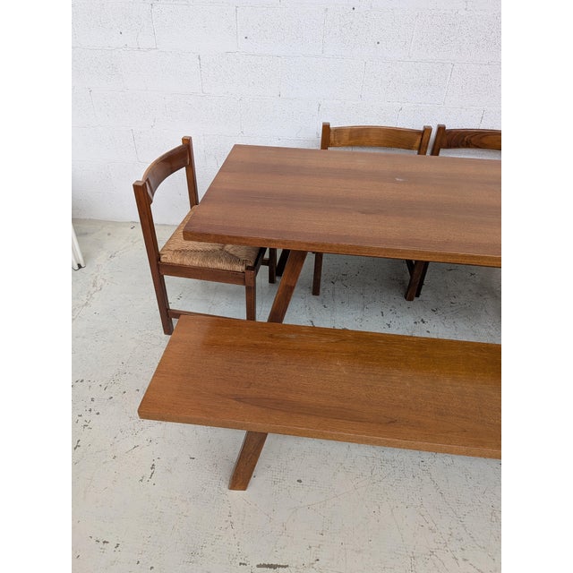 1960s Walnut Torbecchia Dining Table and Chairs by Giovanni Michelucci for Poltronova, 1960s, Set of 6 For Sale - Image 5 of 11