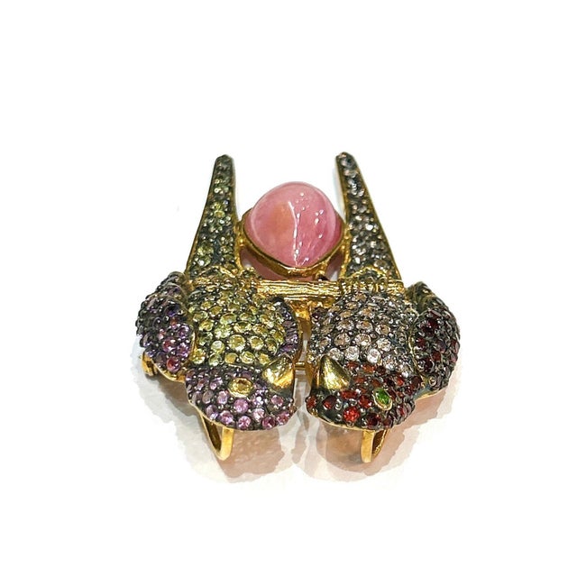 Bochic "Orient" Vintage Ruby, Amethyst & Multi Gem Brooch Pendant 18K & Silver For Sale - Image 17 of 18