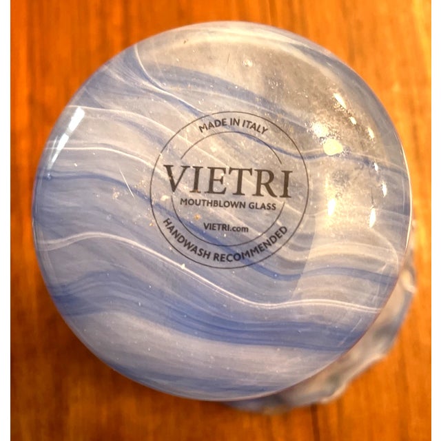 1990s Vintage MCM Vietri Onda Short Ruffled Mouthblown Glass Vase From Italy For Sale - Image 5 of 5