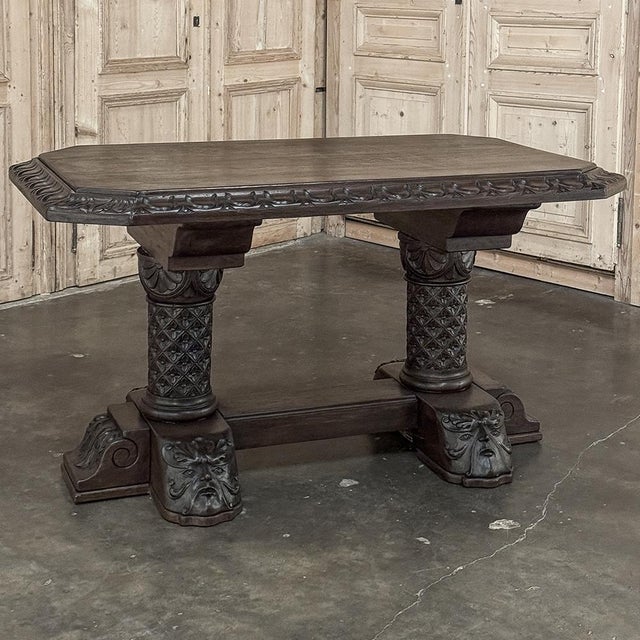 19th Century French Gothic Revival Library Table For Sale - Image 9 of 18
