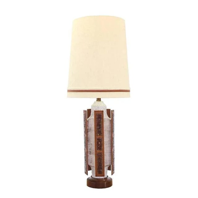 Brown Glazed Pottery Mid-Century Modern Table Lamp For Sale - Image 8 of 9