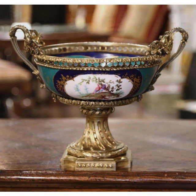 19th Century French Sevres Style Ormolu Mounted Porcelain Jardinière For Sale In Dallas - Image 6 of 13