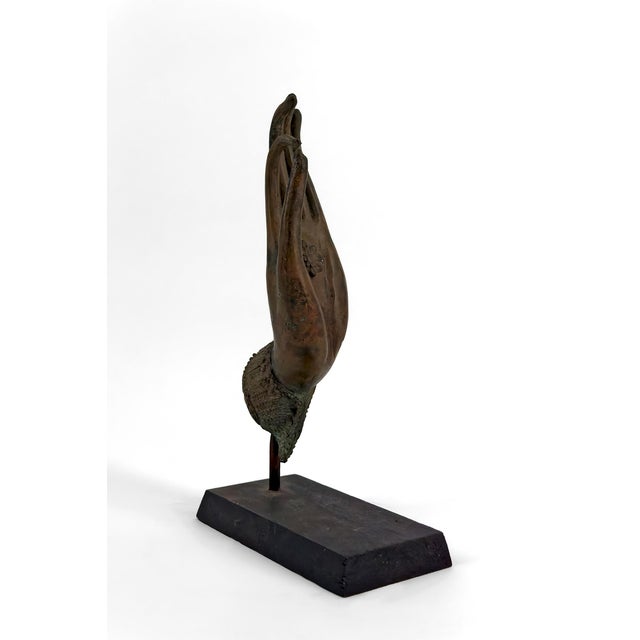 Thai Artist, Buddha Hand Mounted on Base, 20th Century, Bronze For Sale - Image 3 of 9