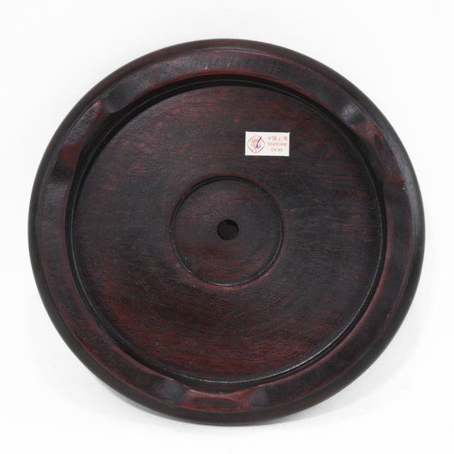 Wood Pair of 6'' Chinese Carved Rosewood Pedestal Display Bases/Stand With Center Hole For Sale - Image 7 of 8