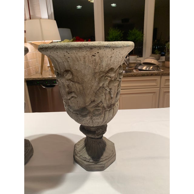 Antique Cast Stone Garden Urns - a Pair For Sale - Image 4 of 13