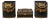 Vintage Black & Gold Floral Toleware 3-Piece Desk Set For Sale