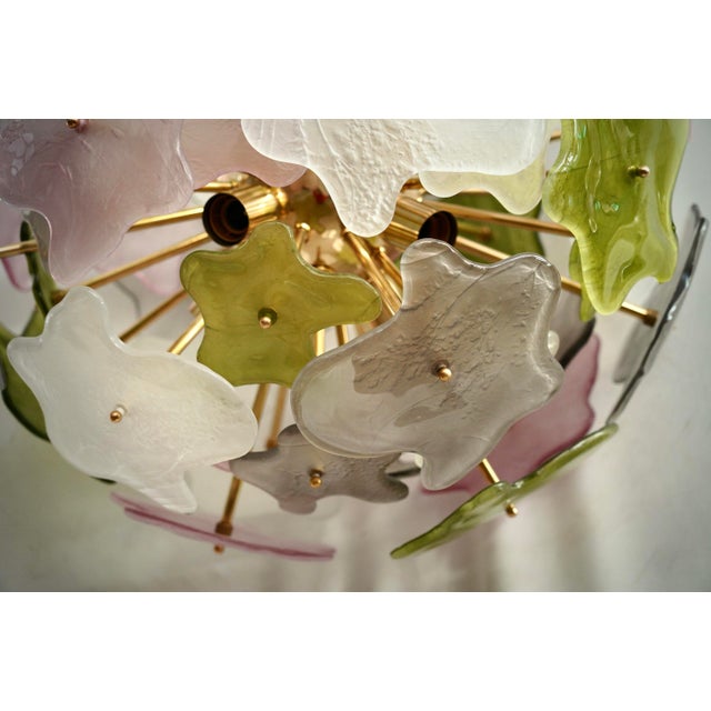 Sputnik Murano Art Glass Green Pink and White Chandelier and Pendant, 2000 For Sale - Image 11 of 12