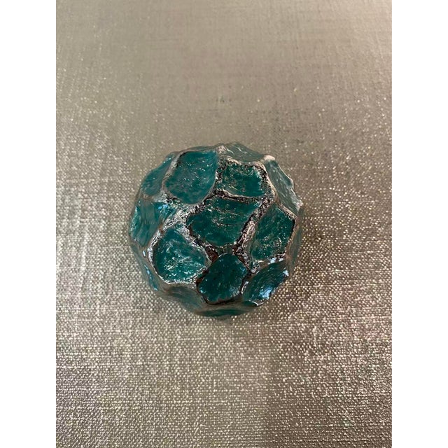 Modern Textural Orb, Light Green and Silver For Sale - Image 3 of 3