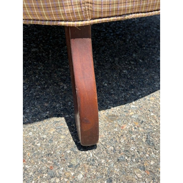 Vintage Silk Plaid Slipper Chair With Caster Wheels For Sale - Image 11 of 11