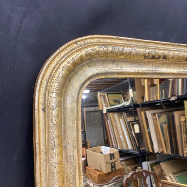 French Louis Philippe Gold Leaf Giltwood Wall Mirror Early 19th Century For Sale - Image 4 of 7