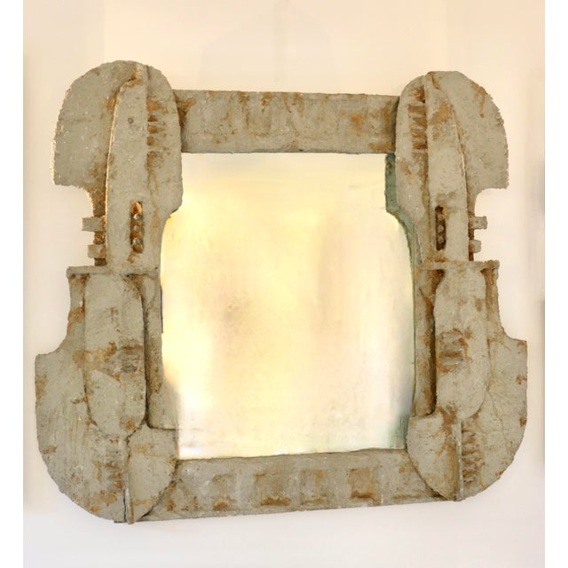 Wood A Mirror in Wood and Plaster, Italy, 1960s. For Sale - Image 7 of 8