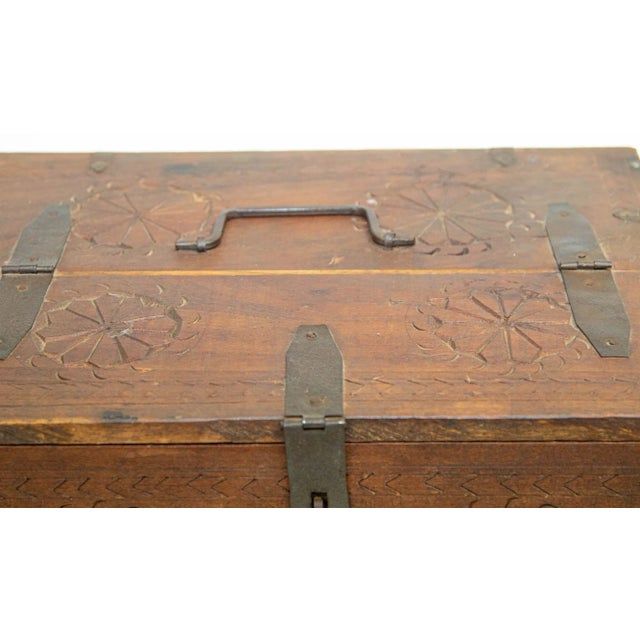 Early 20th Century Antique Rajasthani Footed Chest Box India 1900's For Sale - Image 5 of 13