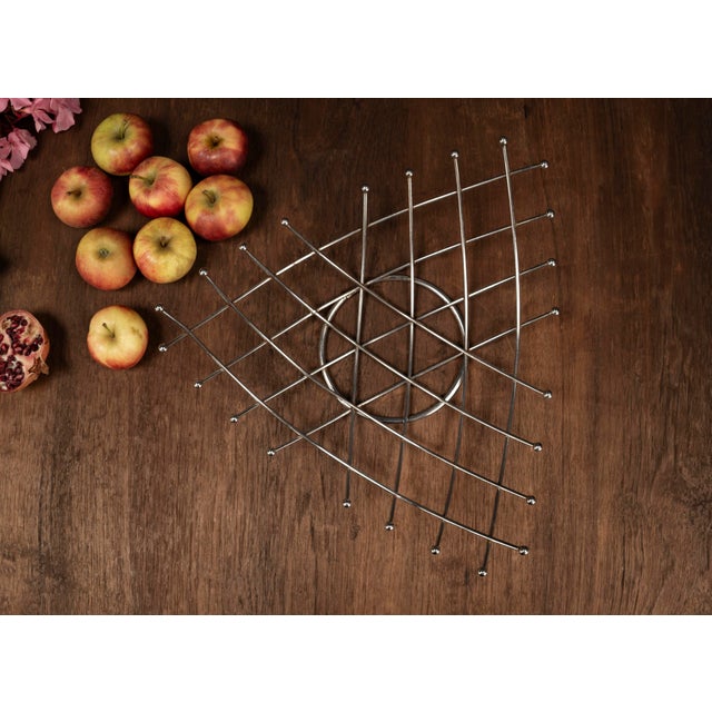 Metal Mid-Century Modern Chrome Wire Fruit Bowl, 1970s For Sale - Image 7 of 9