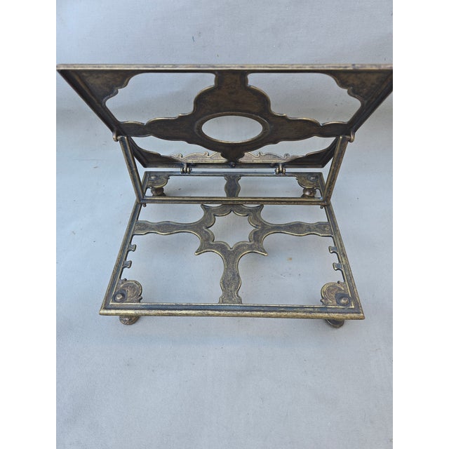 Metal Aged Brass Adjustable Book Stand For Sale - Image 7 of 12