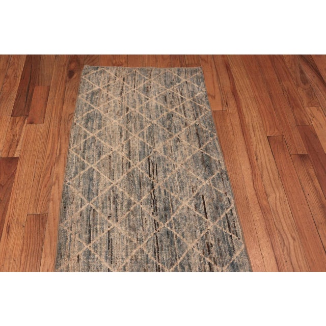 Gorgeous Modern Moroccan Design Long And Narrow Hallway Runner Rug, Country of Origin: Afghanistan, Circa date: Modern