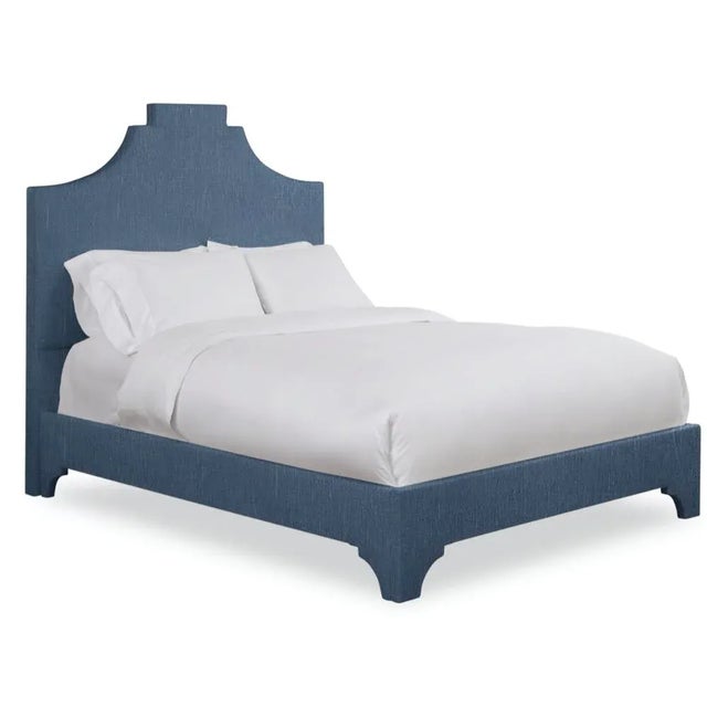 Modern Nadine King Headboard, Navy Linen For Sale - Image 3 of 5