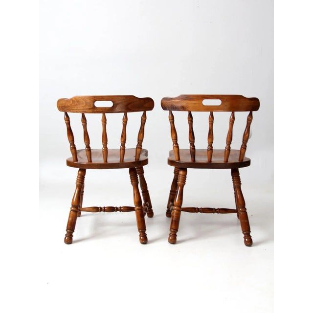 vintage-wood-pub-style-dining-chairs-pair-chairish