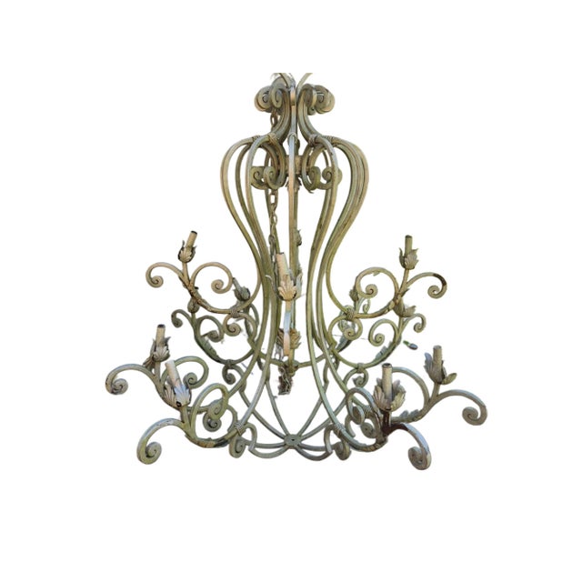 Wrought Iron Chadelier 12 Lights For Sale - Image 10 of 12